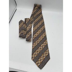 Ermenegildo Zegna Silk Tie Floral Pattern Blue Yellow Mens Luxury